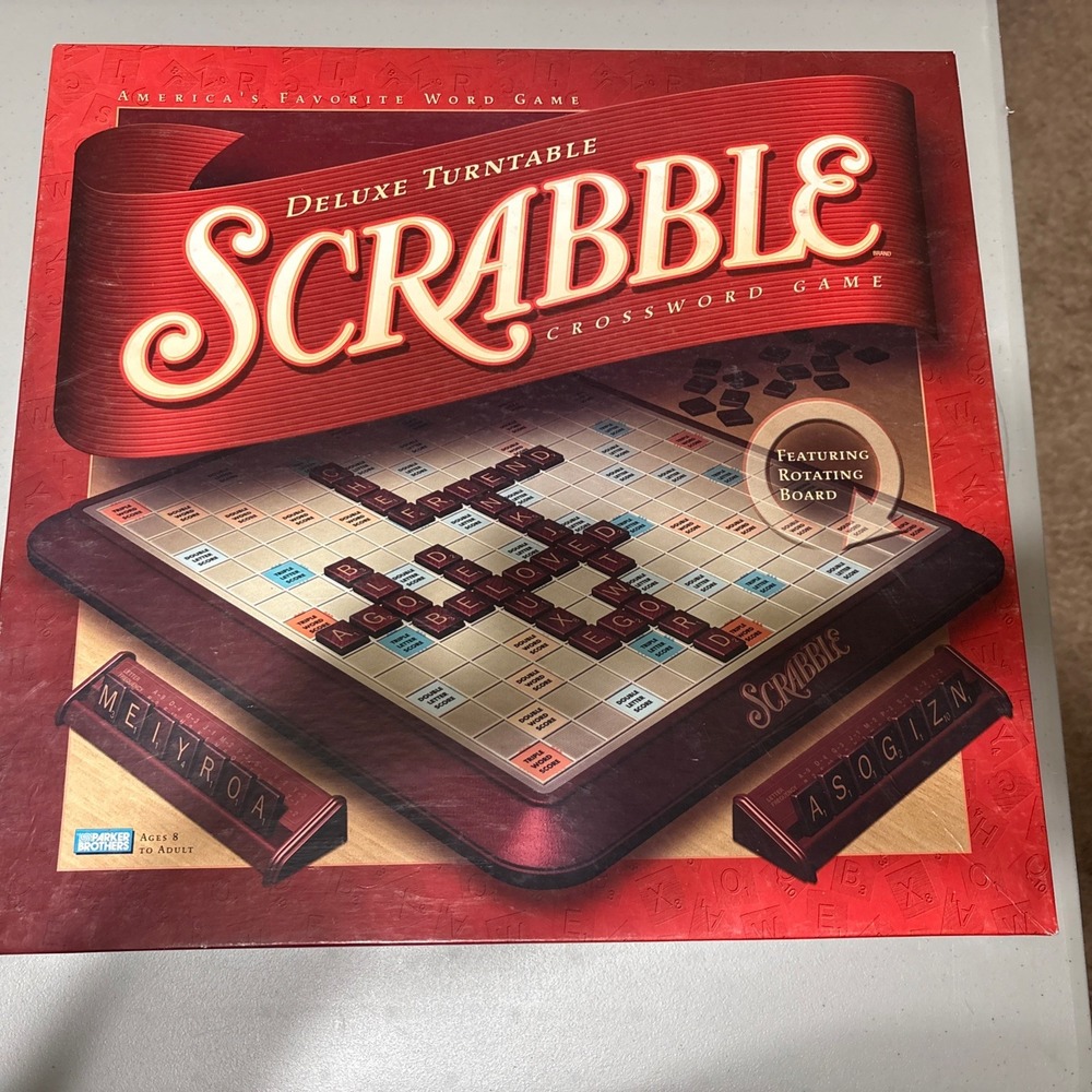 Vtg 2001 Scrabble Deluxe Turntable Edition Crossword Game Hasbro Parker Brothers